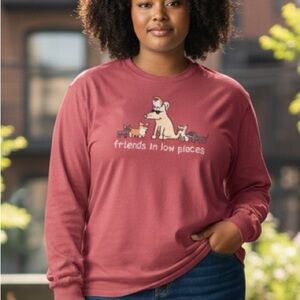 Teddy the Dog long sleeve tshirt “friends in low places”, size XL